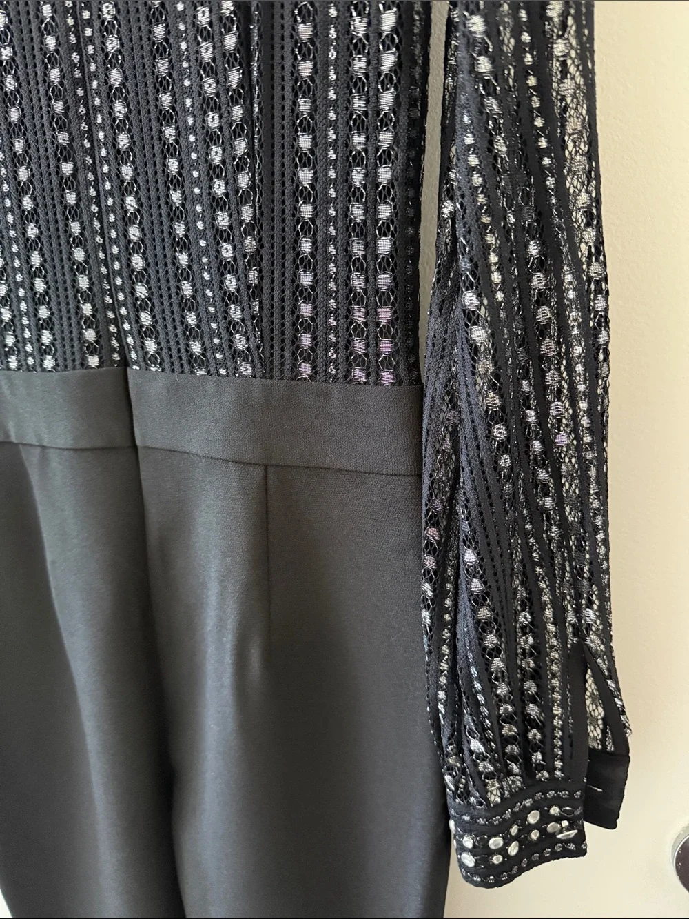 Michael Kors High-Rise Cropped Dressy jumpsuit black silver metallic 0 formal